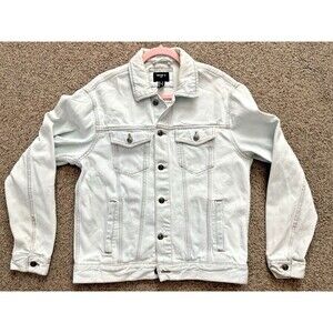Forever 21 Men’s Ripped Denim Jacket Size M Light Wash Distressed Trucker